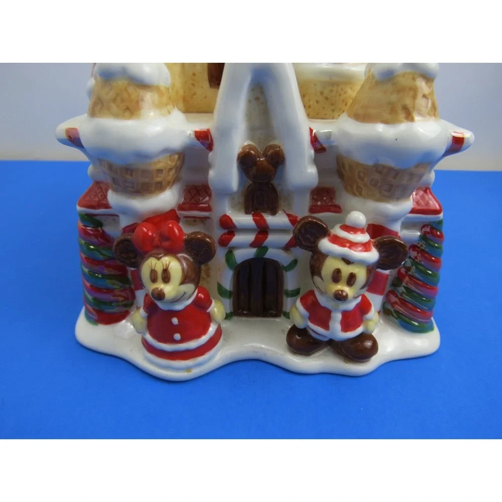 Disney Mickey and Minnie Christmas Gingerbread Castle Ceramic Cookie Jar
